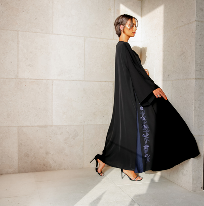 Picture of Abaya With Embroidery Sides Navy