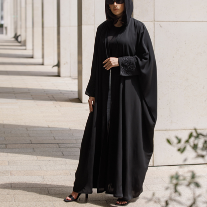 Picture of Abaya style bisht with black crystal and embroidery