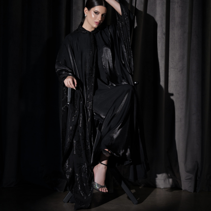 Picture of Bisht-style in Silk Adorned with Jacquard Fabric