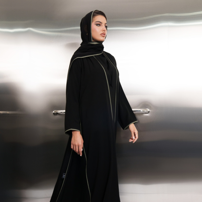 Picture of Vertical Green Lines On The Abaya & Scarf